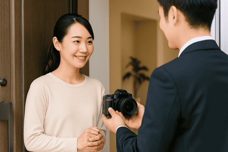 出張買取で査定を行うスタッフの写真