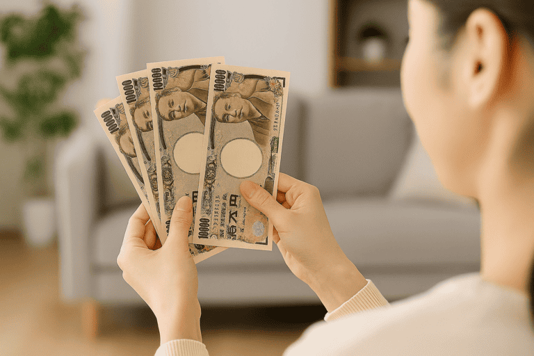 査定結果に納得して現金を受け取る利用者